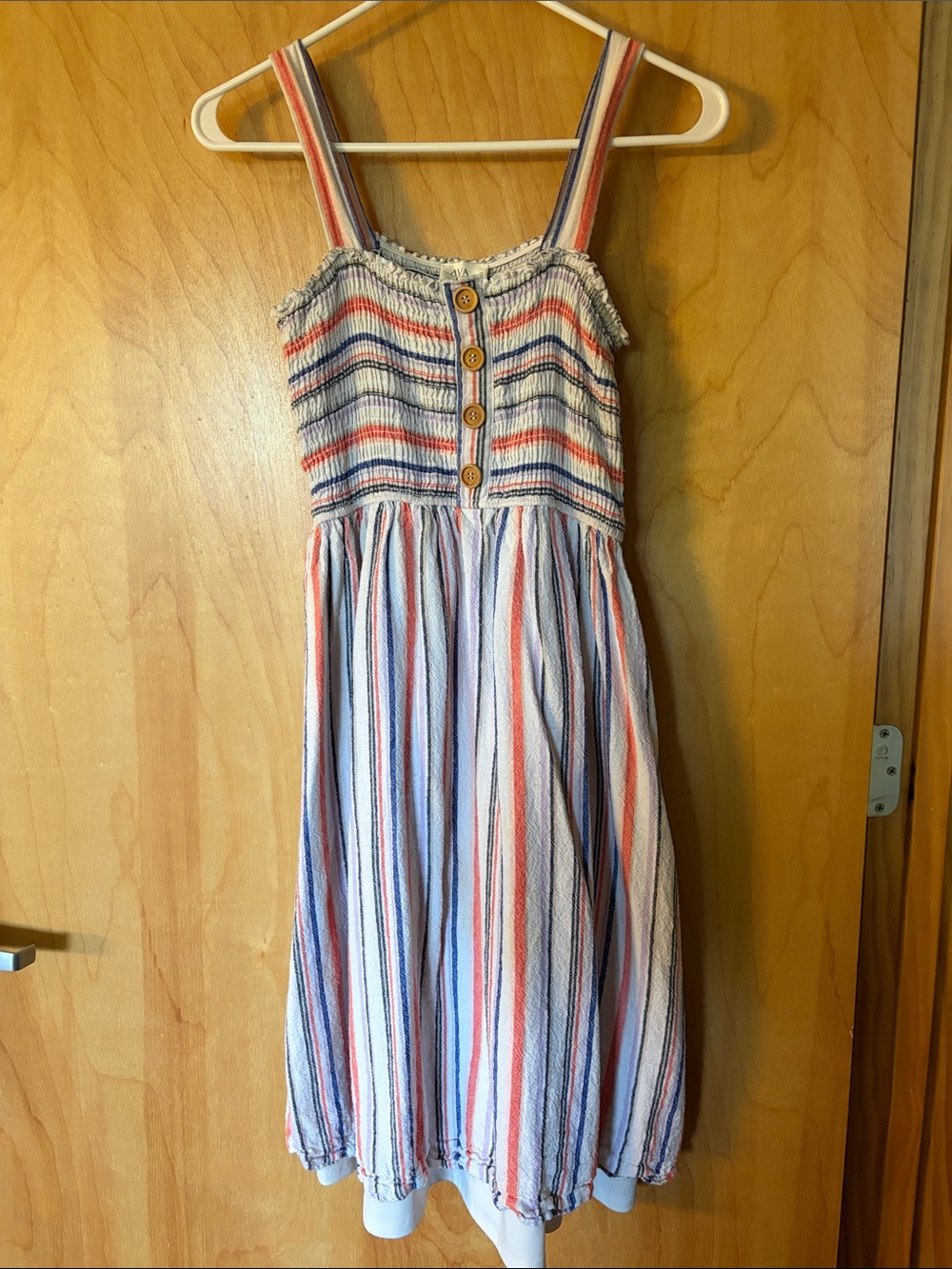 Ava James Striped Sundress with Button Front - Blue, Coral, Black, Lilac